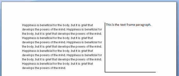 WordprocessingML - Text Frames